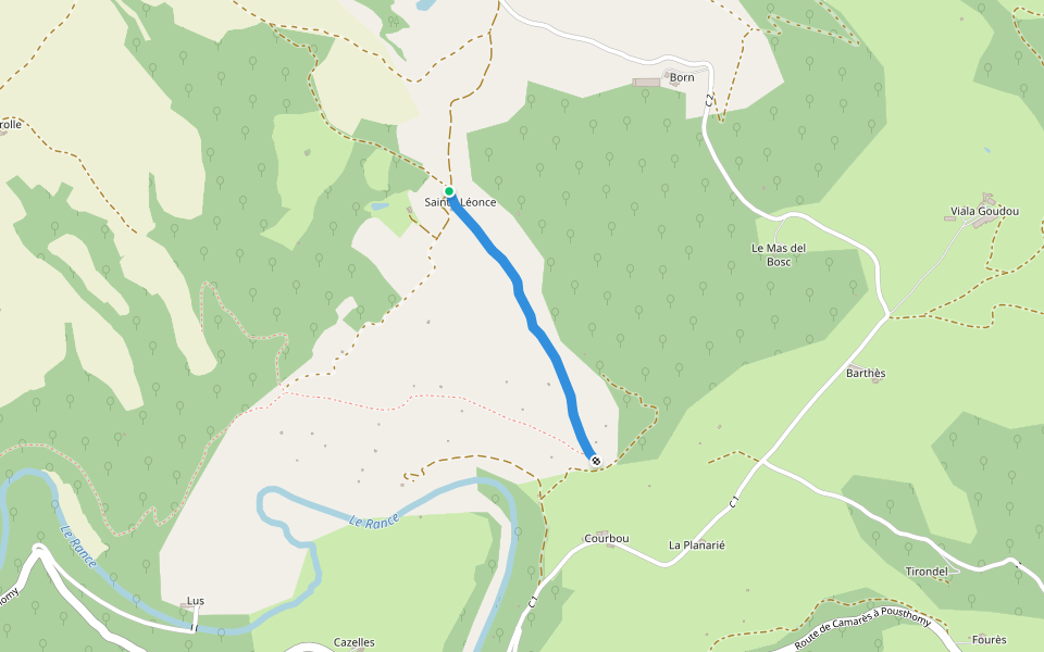 Chemin de Combret à Saint-Léonce walking route map in Combret