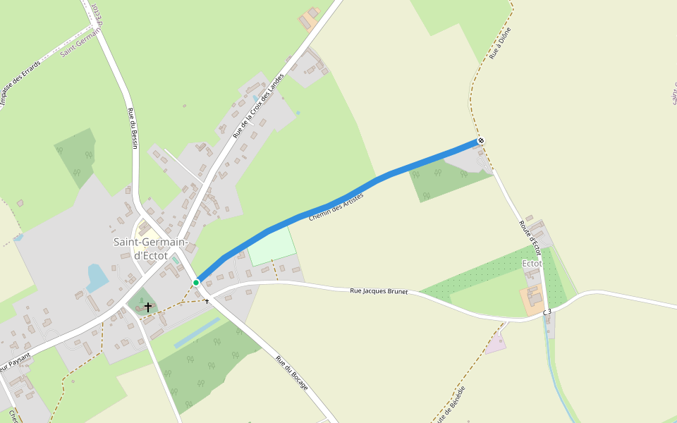 Chemin des Artistes walking route map in Aurseulles