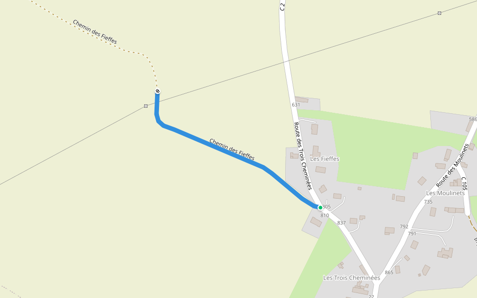 Chemin des Fieffes walking route map in Aurseulles