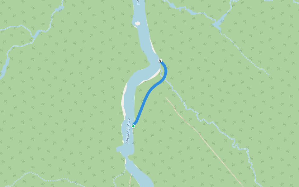 Devil Shoepack Portage walking route map in Hearst