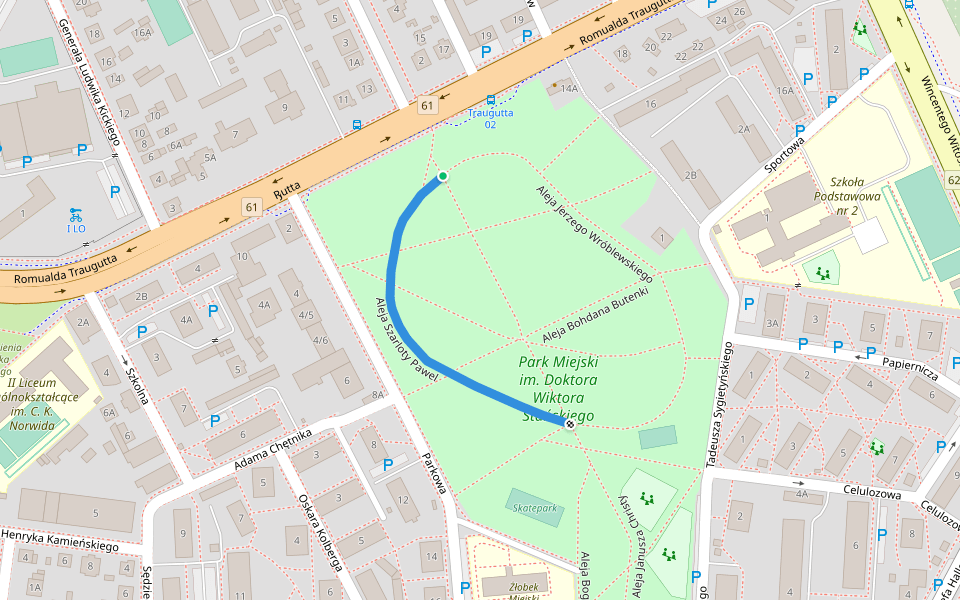 Aleja Szarloty Pawel walking route map in Ostrołęka