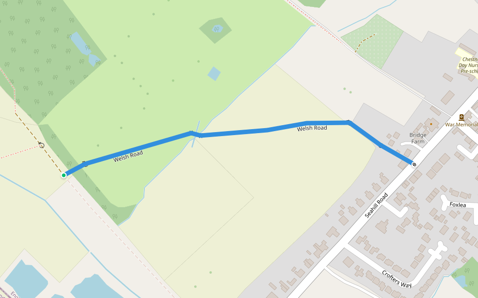 Welsh Road walking route map in Saughall