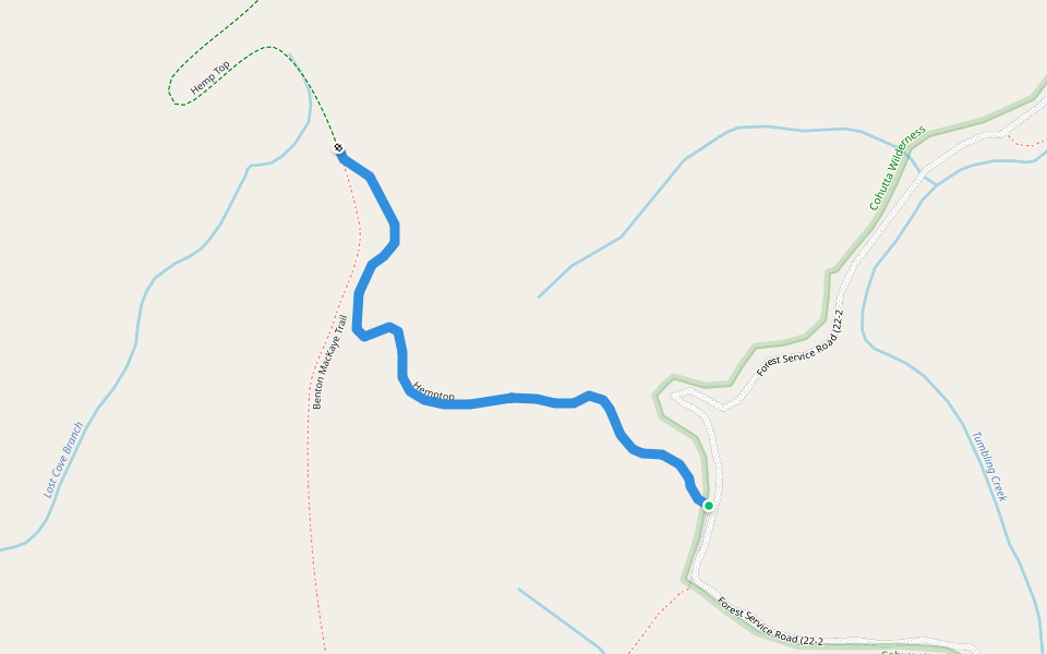 Hemptop walking route map in McCaysville