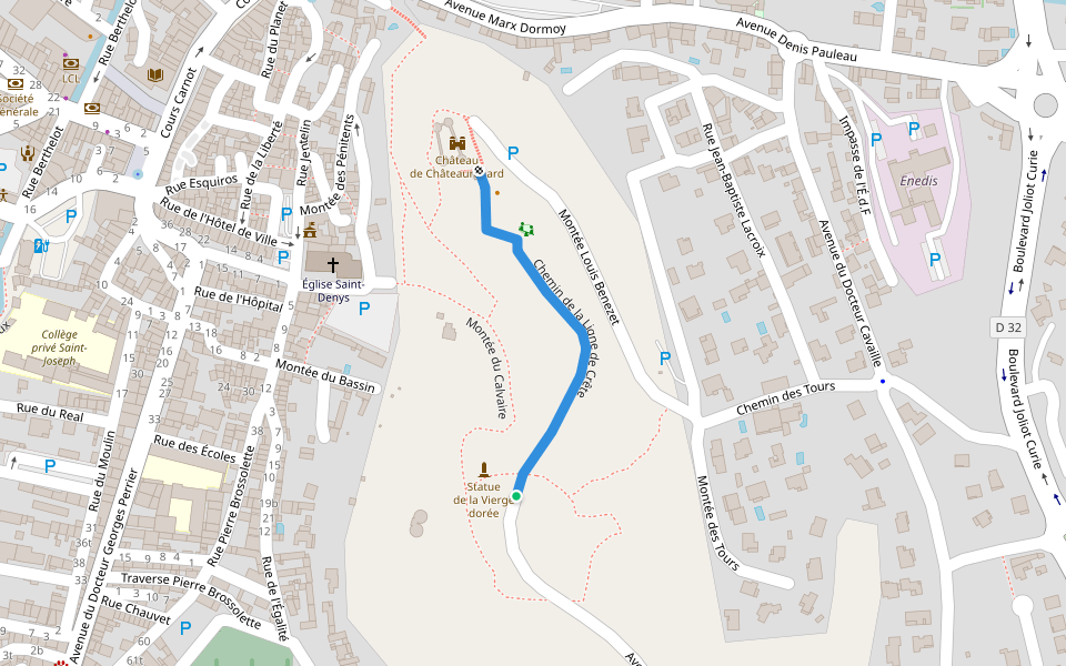 Chemin de la Ligne de Crête walking route map in Châteaurenard
