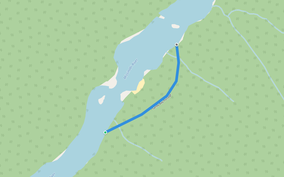 Sandy Bay Portage walking route map in Val Côté
