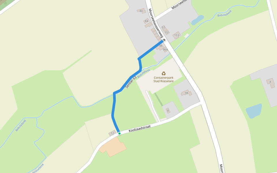 Sentier 63 walking route map in Roeselare