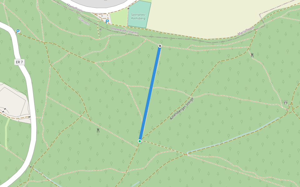 Feuerschneise walking route map in Erlangen