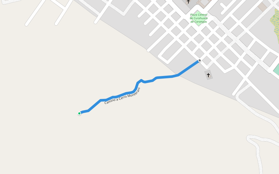 Camino a Cerro Monterani walking route map in Oruro