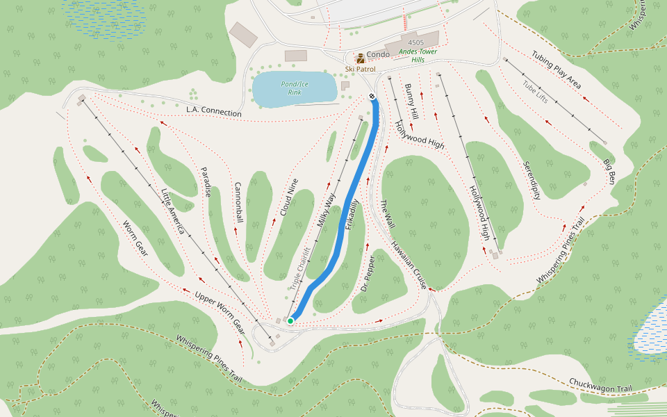 Frikadilly walking route map in Kensington