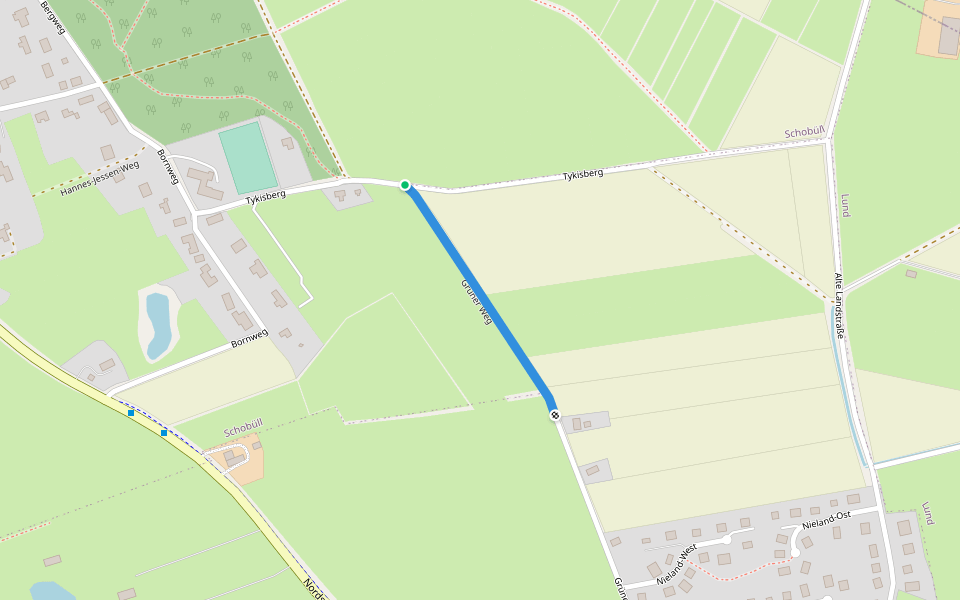 Grüner Weg walking route map in Husum