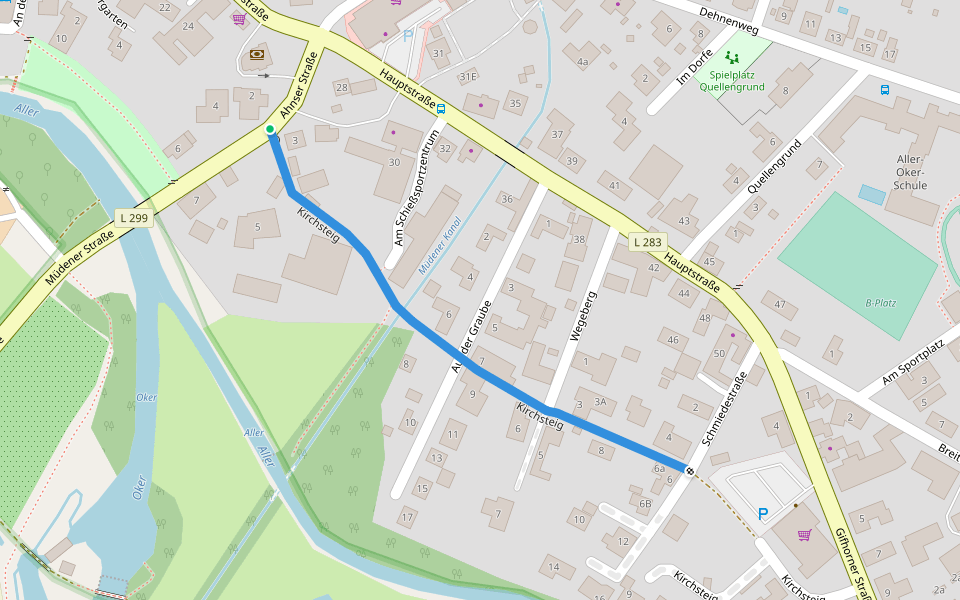 Kirchsteig walking route map in Müden (Aller)
