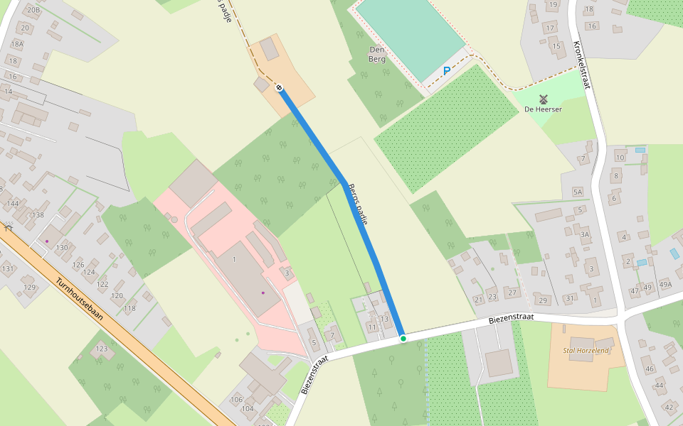 Bergs padje walking route map in Retie