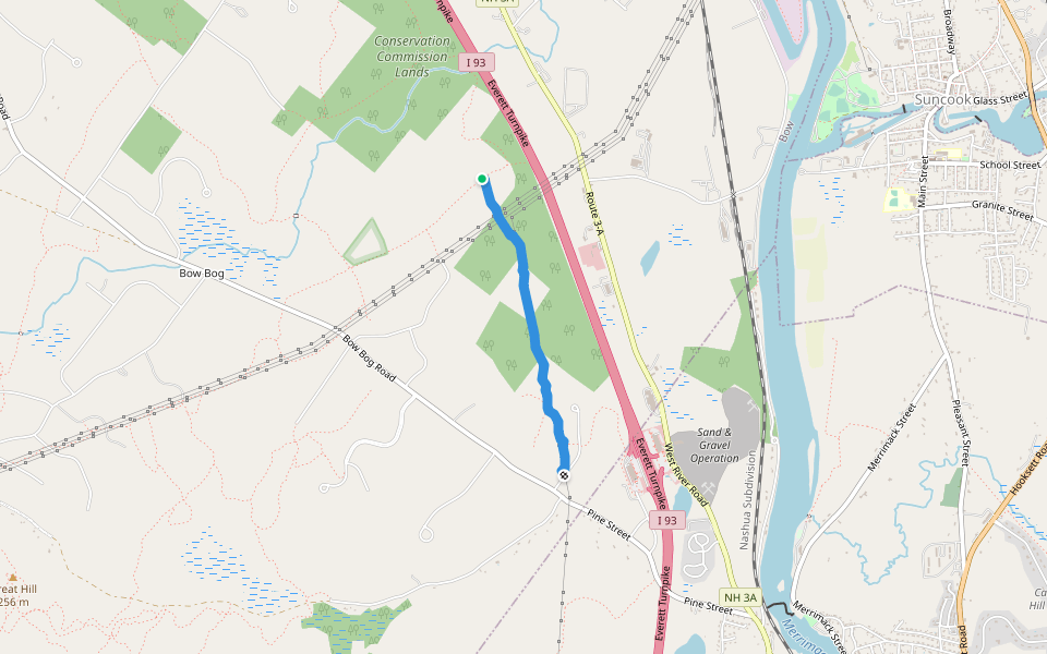Powerlines Trail walking route map in Bow