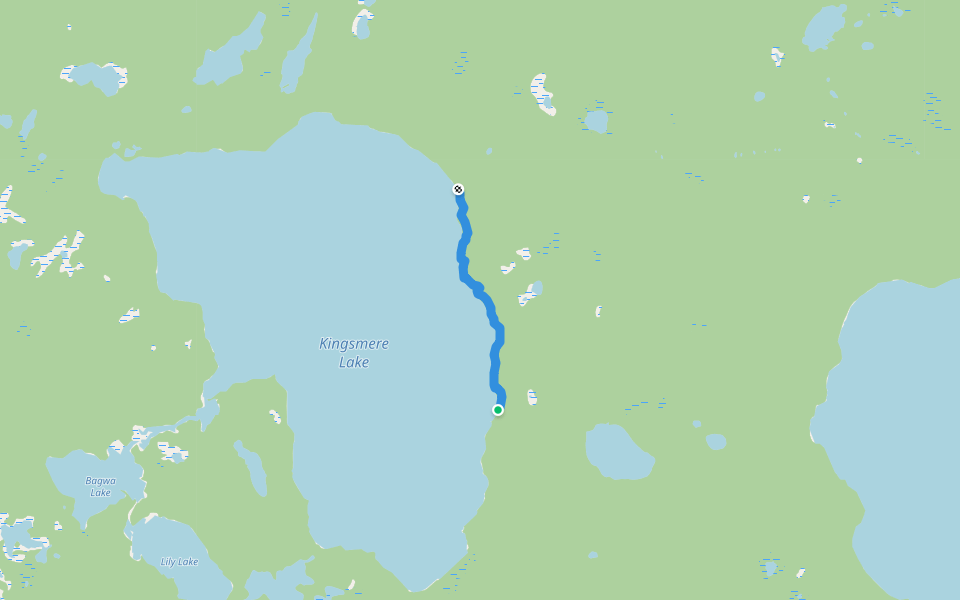 Chipewyan Portage Campsite to Sandy Beach Campsite walking route map in Waskesiu Lake
