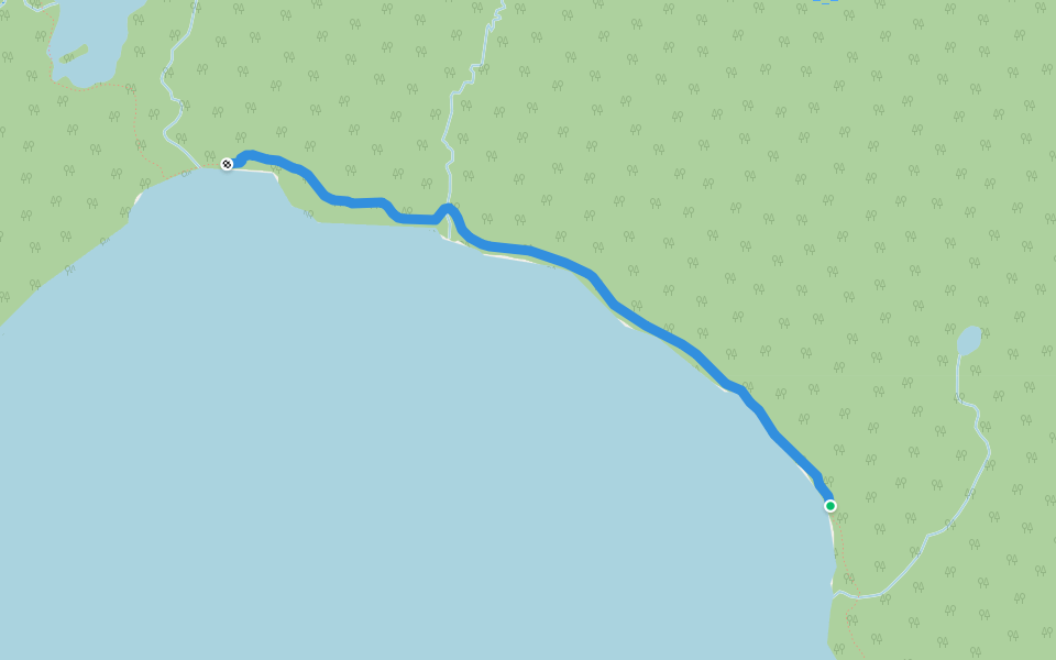 Sandy Beach Campsite to Northend Campsite walking route map in Waskesiu Lake