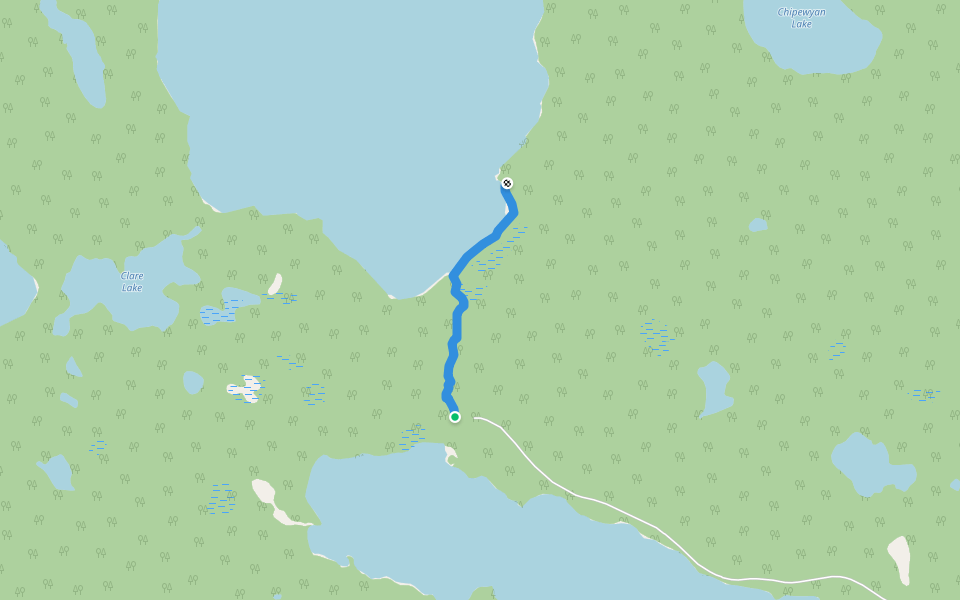 Trailhead to Westwind Campsite walking route map in Waskesiu Lake