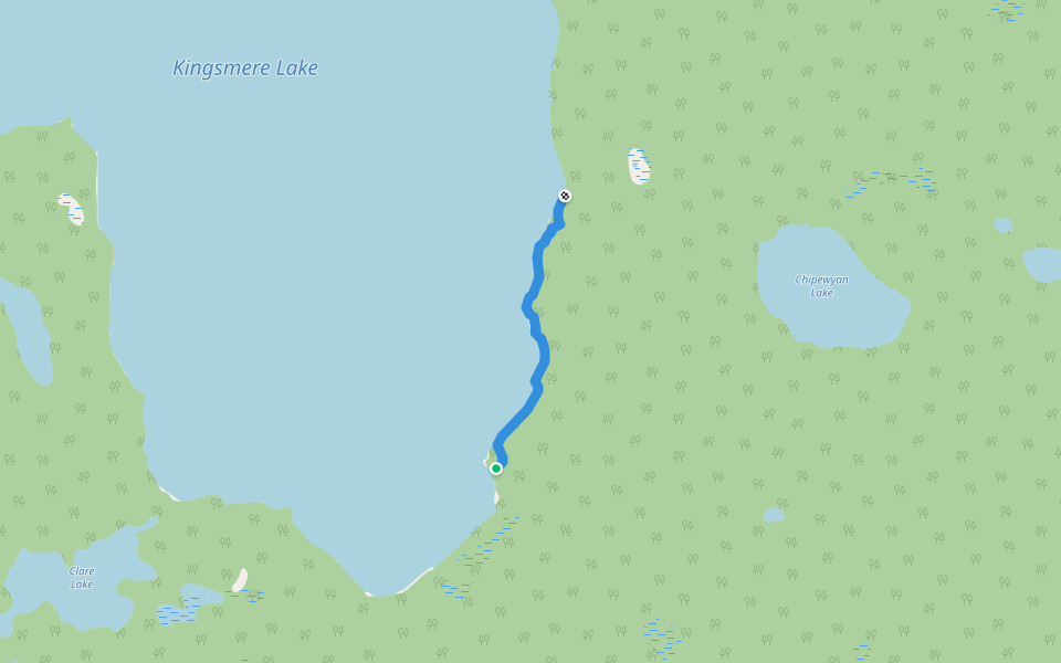 Westwind Campsite to Chipewyan Portage Campsite walking route map in Waskesiu Lake