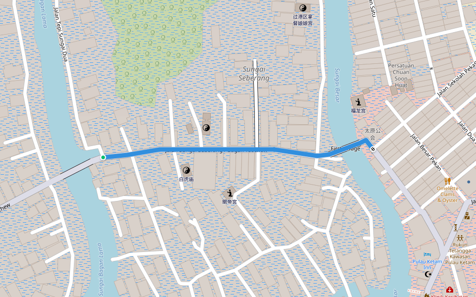 Jalan Sungai Seberang / Bagan Teochew 过港路/往港尾区 walking route map in Pulau Ketam