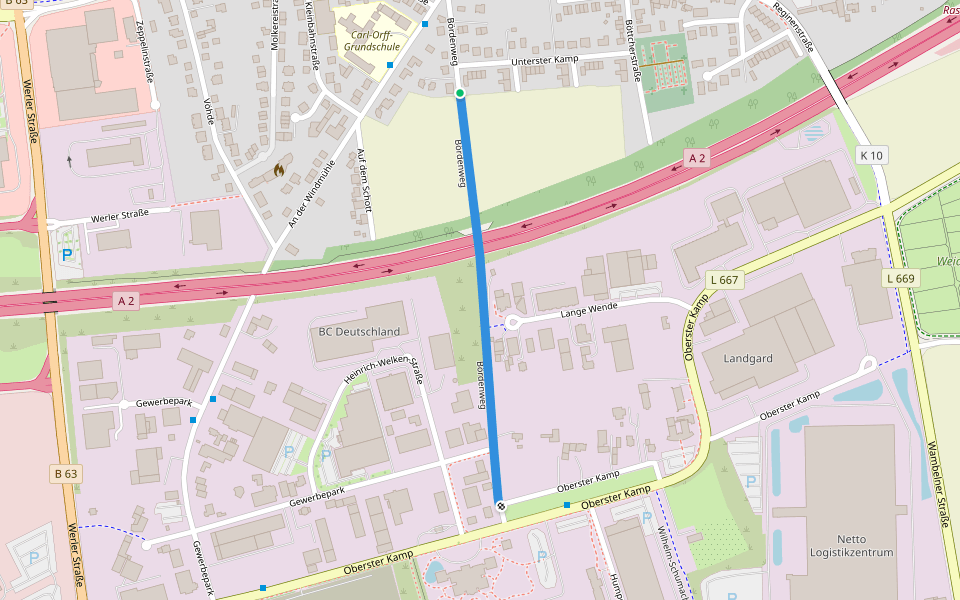 Bördenweg walking route map in Hamm