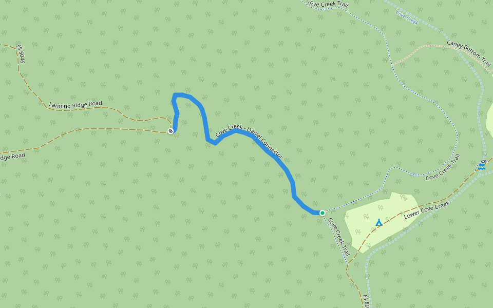 Cove Creek - Daniel Connector walking route map in Pisgah Forest