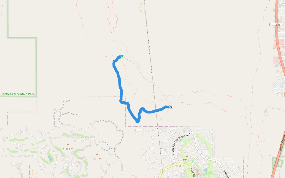 Honeybee Medow walking route map in Oro Valley