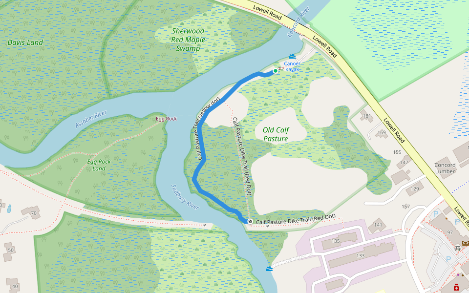 Calf Pasture Trail (yellow dot)