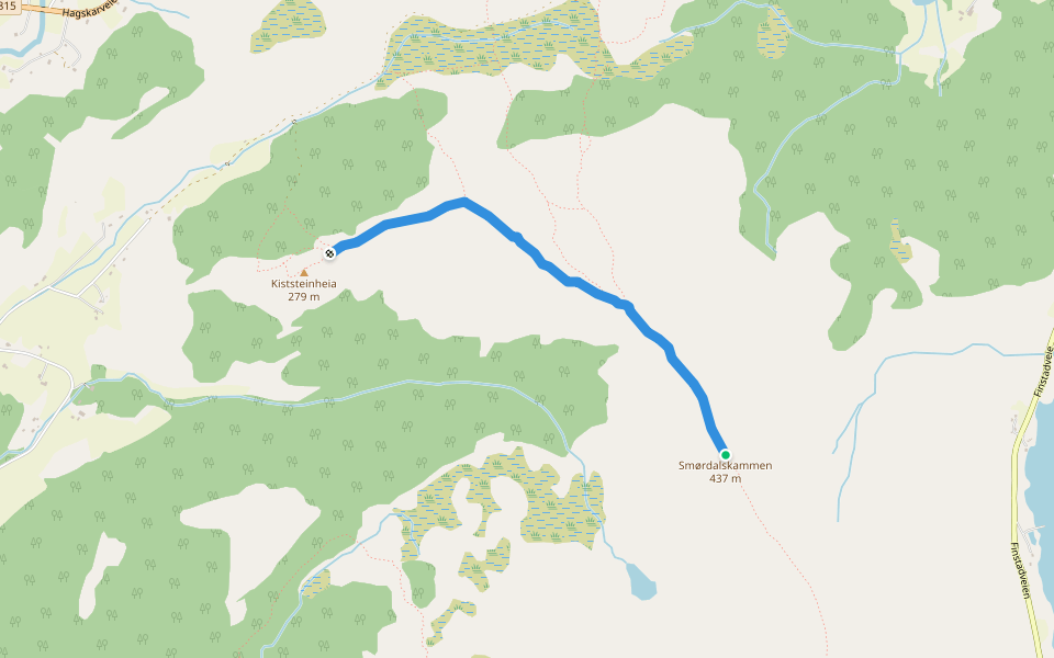 Smørdalskammen walking route map in Sennesvik