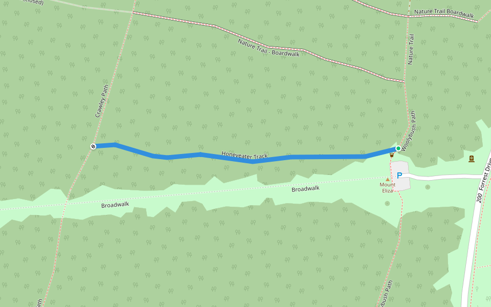 Honeyeater Track walking route map in Kings Park