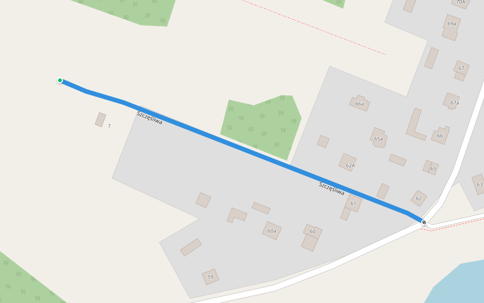 Szczęśliwa walking route map in Umer