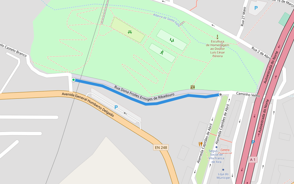 Rua Dona Froiles Ermiges de Ribadouro walking route map in Vila Franca de Xira