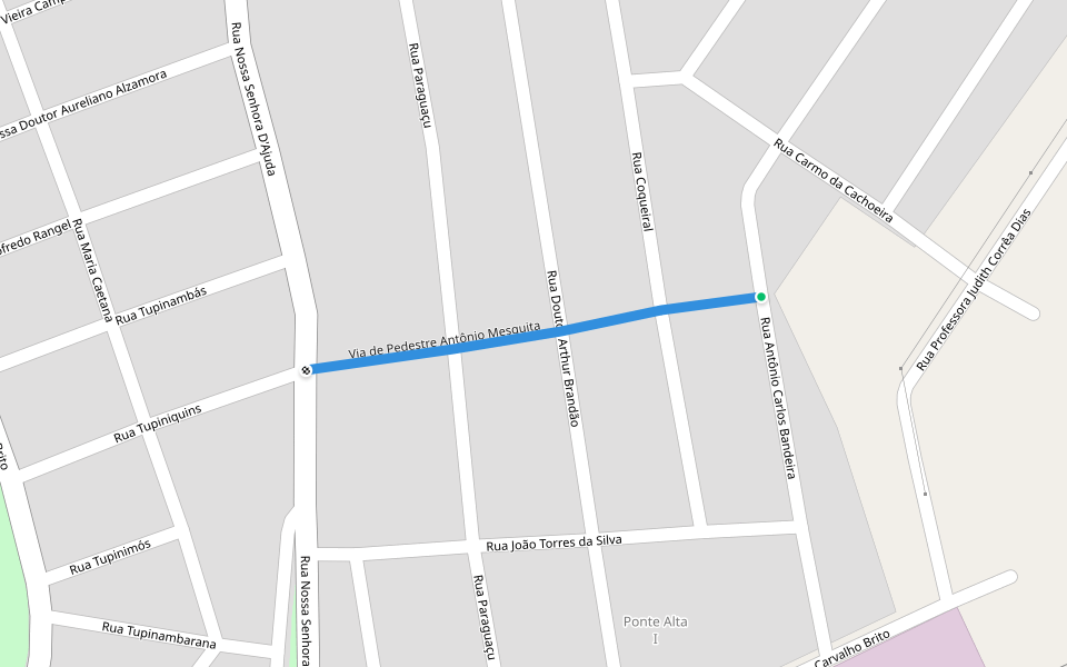 Via de Pedestre Antônio Mesquita walking route map in Três Pontas