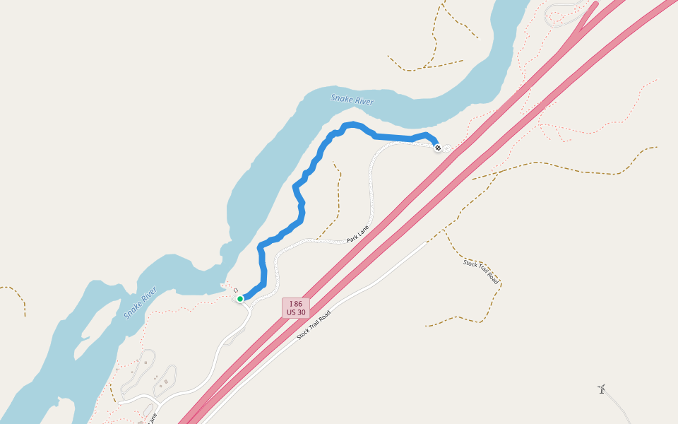 Canyon Trail walking route map in American Falls