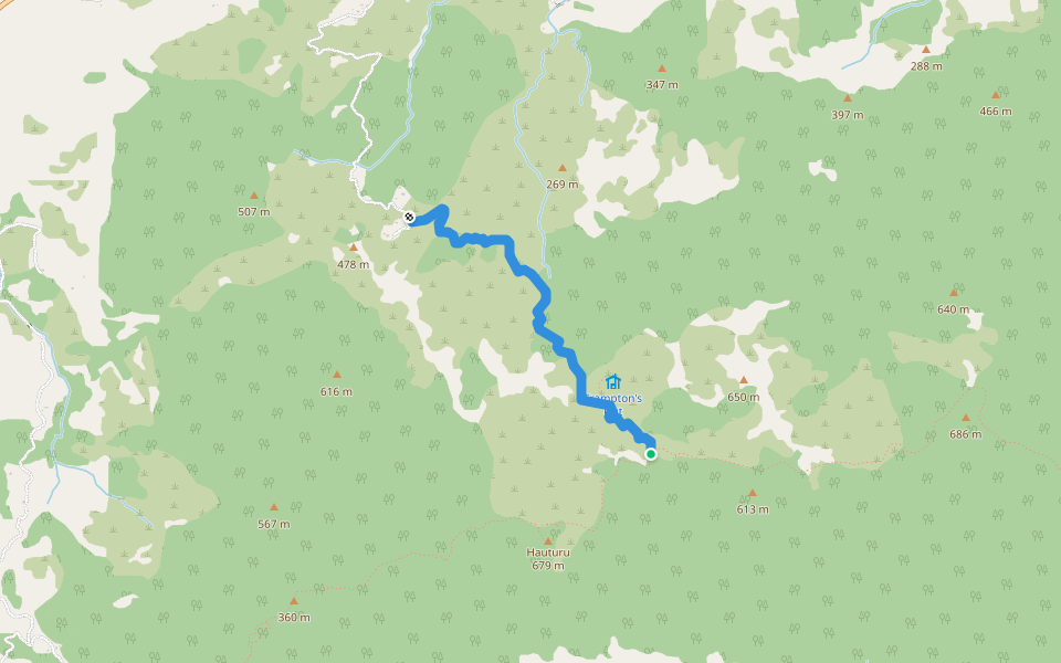 Six Foot Track walking route map in Whirinaki