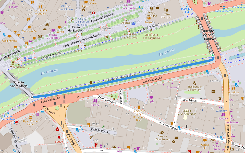 Paseo Andrés Manjón walking route map in Burgos