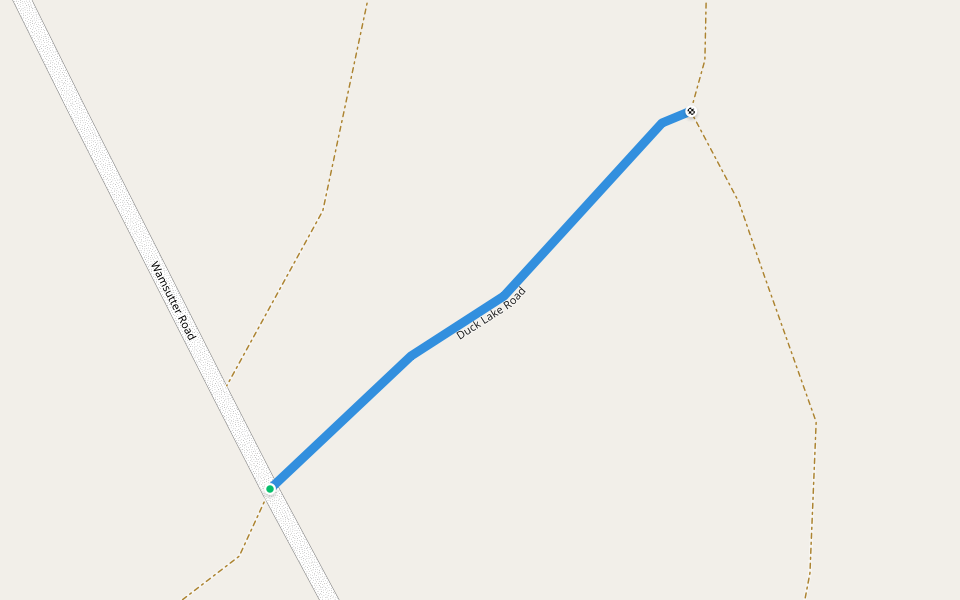 Duck Lake Road walking route map in Baggs