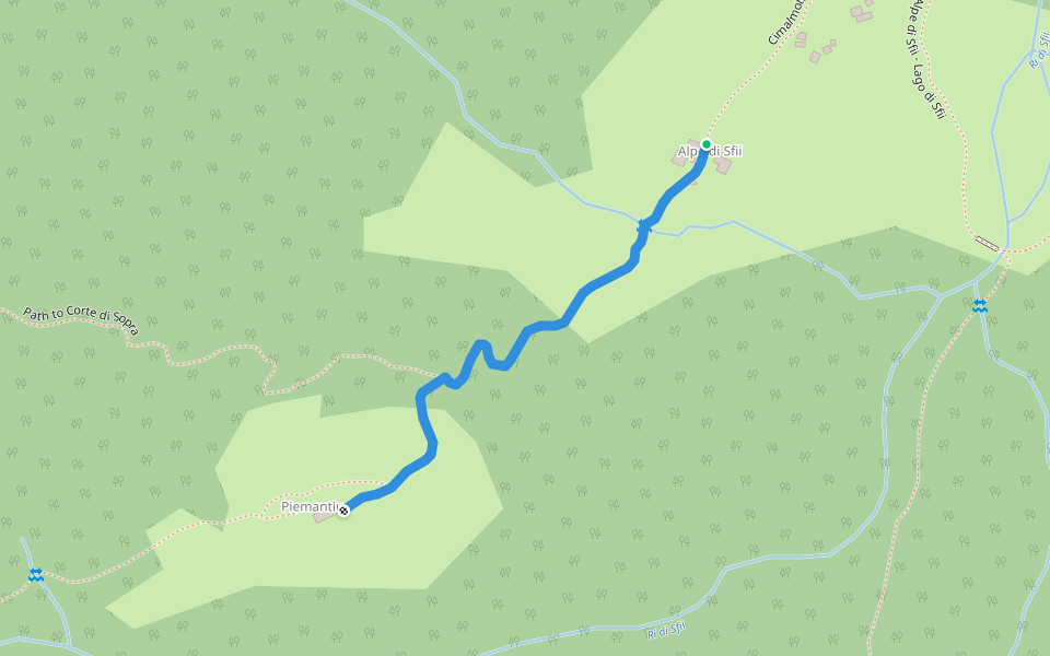 Alpe di Sfii - Piemantiu walking route map in Campo (Vallemaggia)
