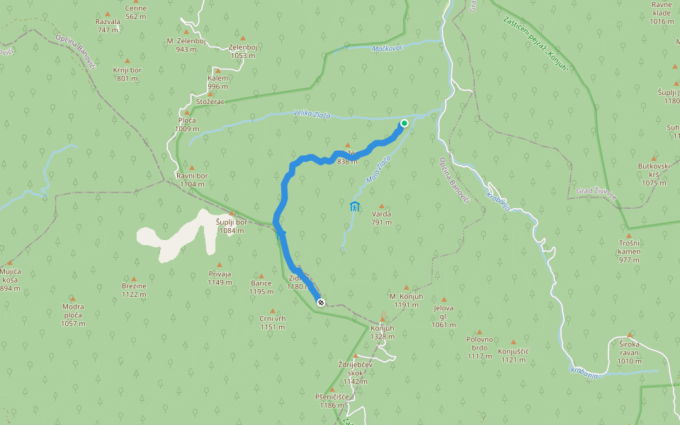 Staza Stožer walking route map in Višća Gornja