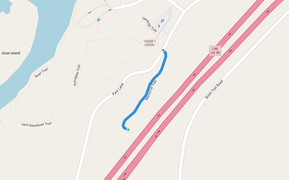 Memorial Trail walking route map in American Falls