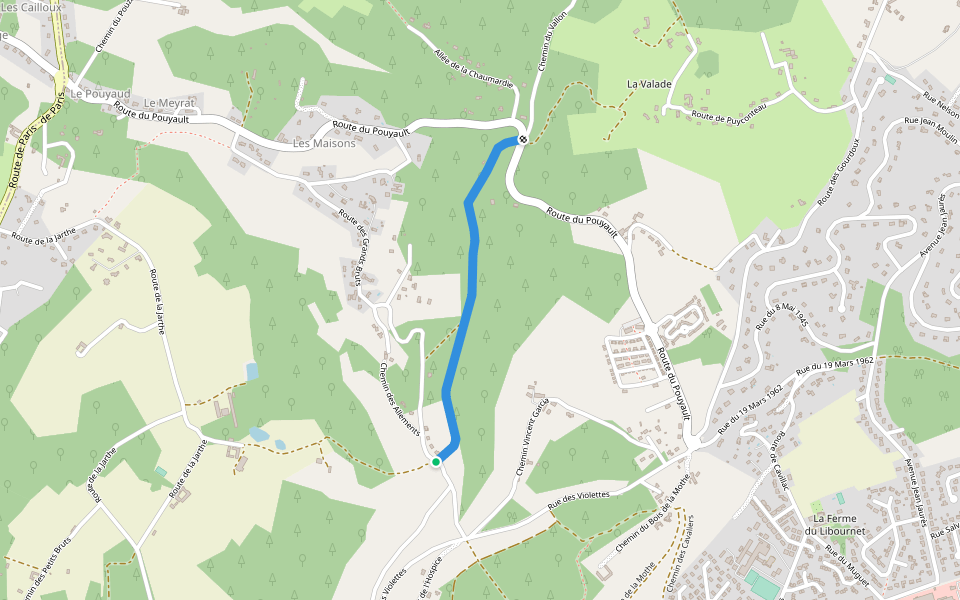 Chemin des Pinsougnes walking route map in Trélissac