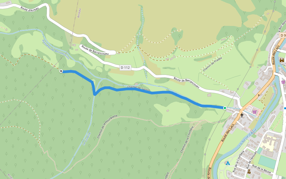 Chemin de Sartrol walking route map in Arreau