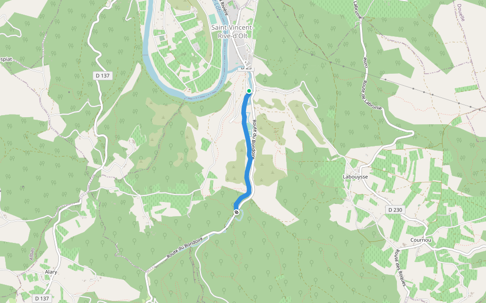 Sentier des Pervenches walking route map in Saint-Vincent-Rive-d'Olt