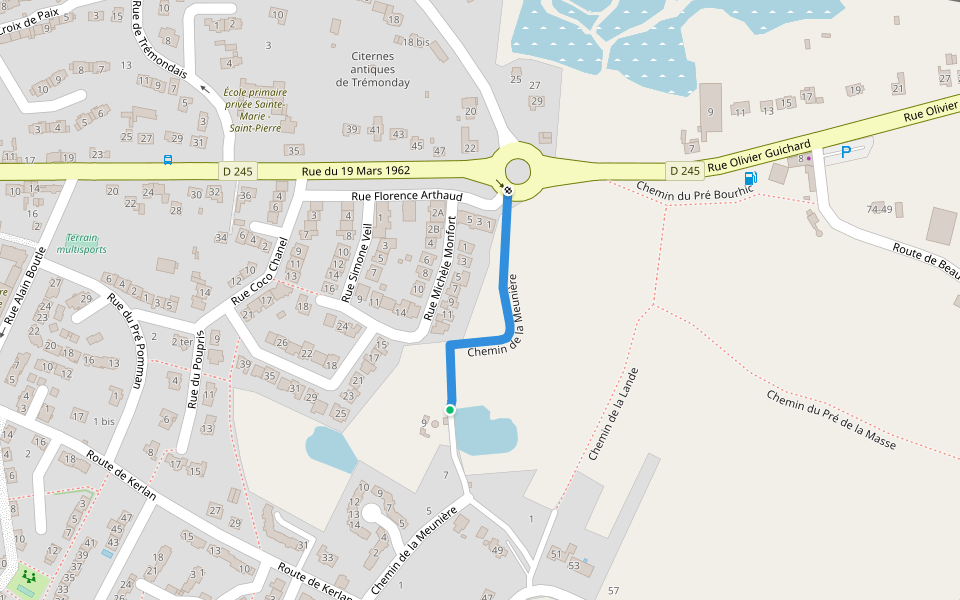 Chemin de la Meunière walking route map in Batz-sur-Mer