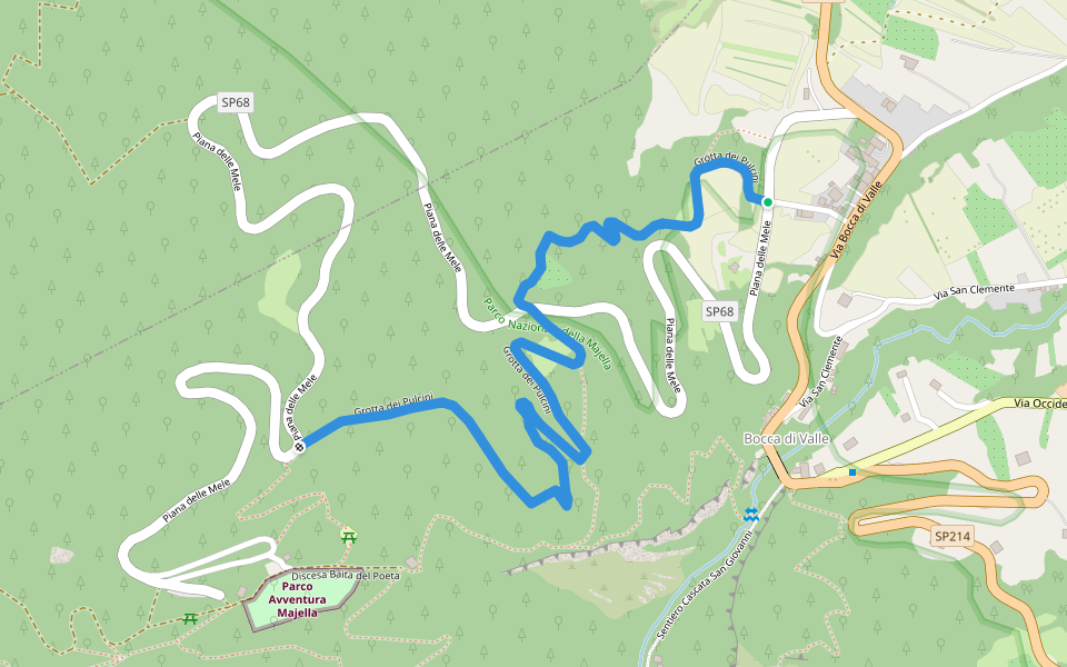 Grotta dei Pulcini walking route map in Bocca di Valle