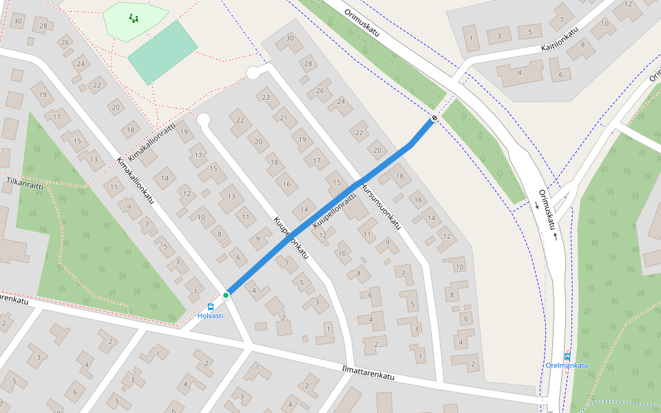 Kuupellonraitti walking route map in Tampere