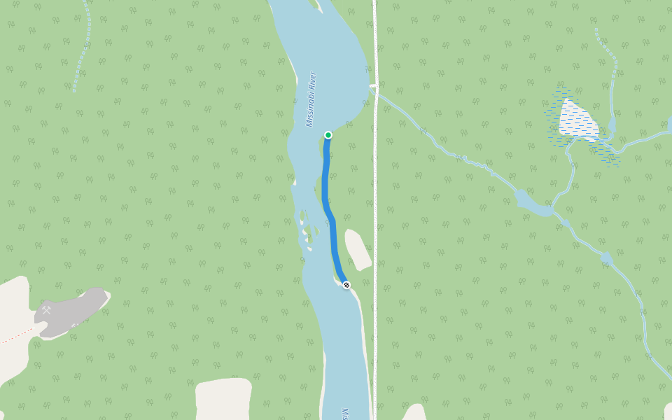 Rock Island Portage walking route map in Mattice