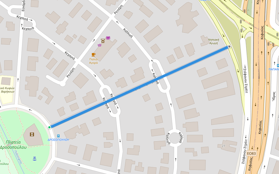 Βασίλισσας Φρειδερίκης walking route map in Filothei