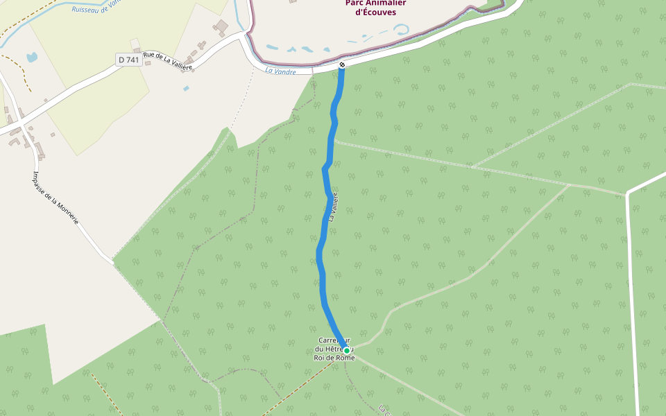 La Vallière walking route map in Le Bouillon