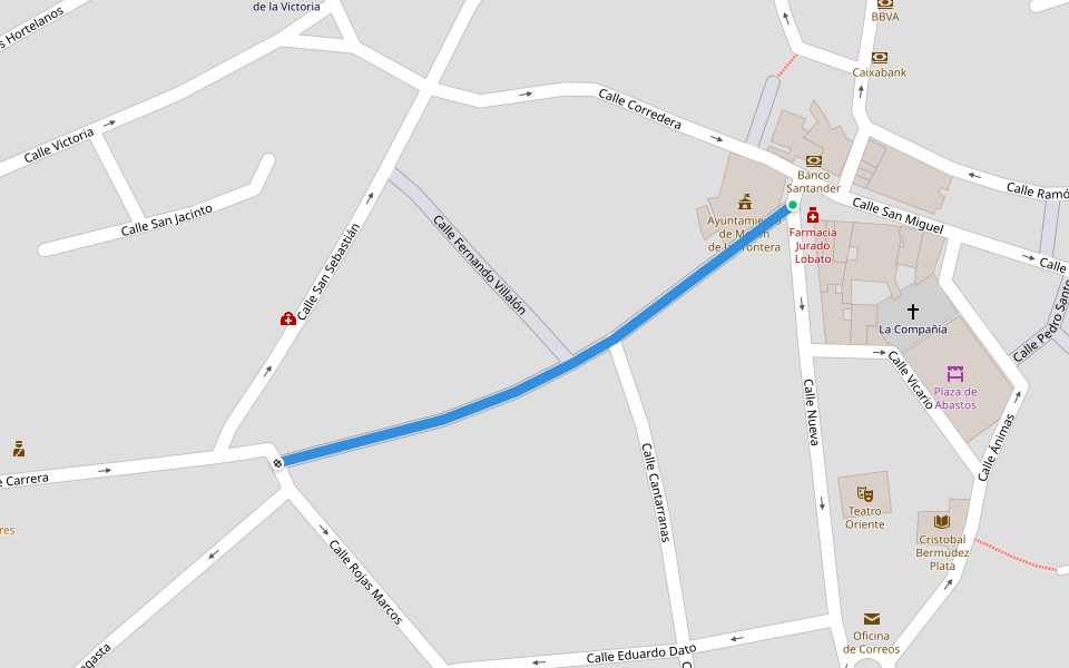 Calle Pozo Nuevo walking route map in Morón de la Frontera