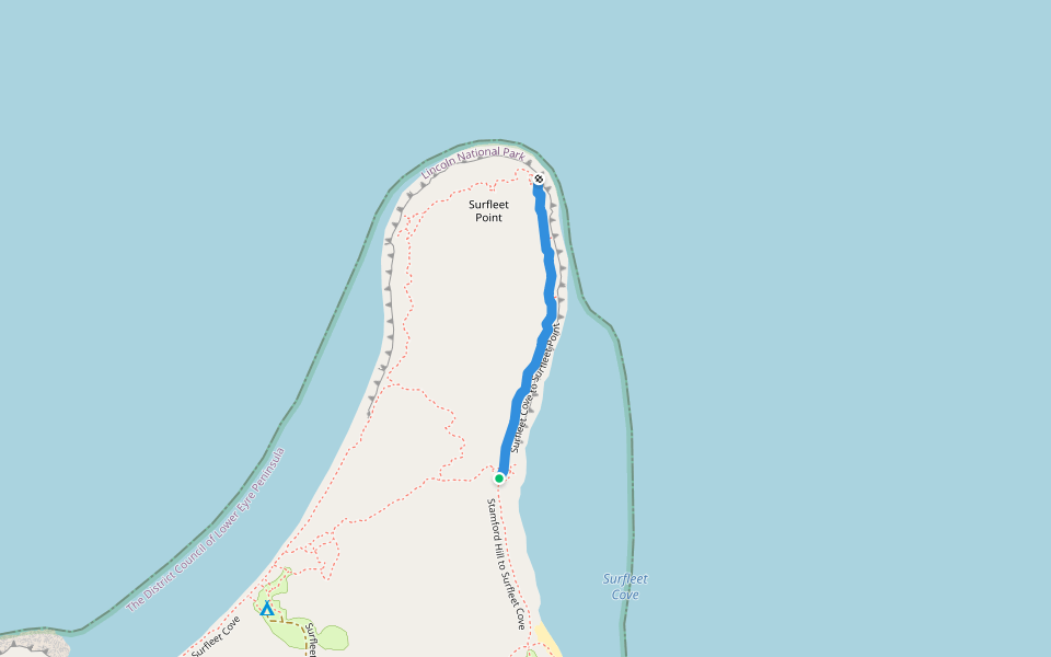 Surfleet Cove to Surfleet Point walking route map in Lincoln National Park