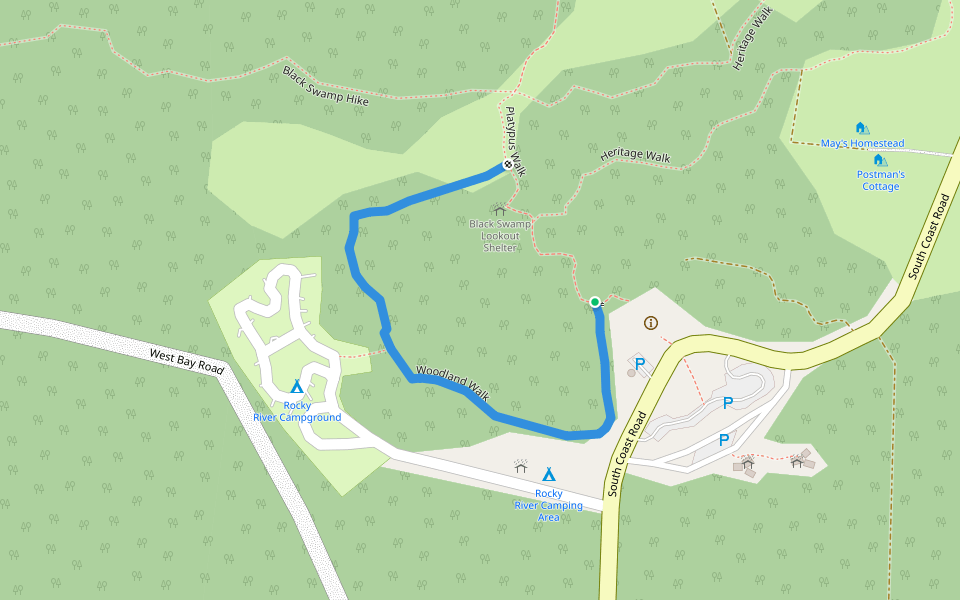 Woodland Walk walking route map in Flinders Chase